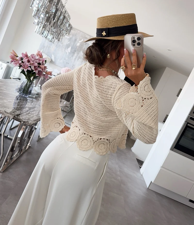 Häkel Jäckchen Valesa Beige