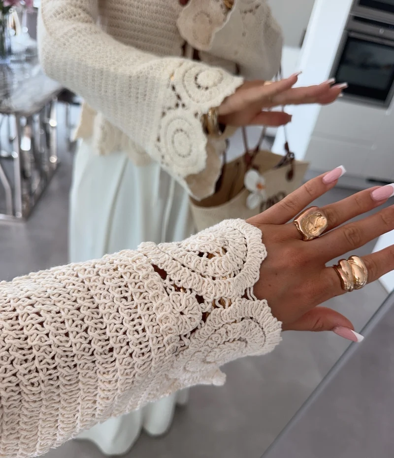 Häkel Jäckchen Valesa Beige
