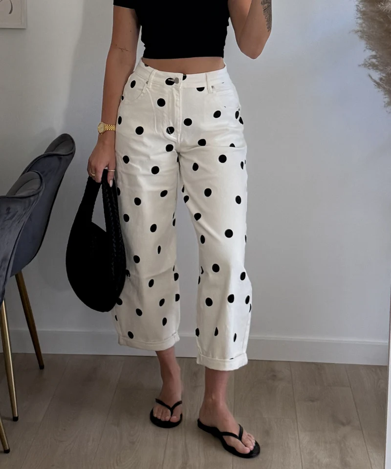 Stretch Balloon Jeans Zita Punkte Weiß