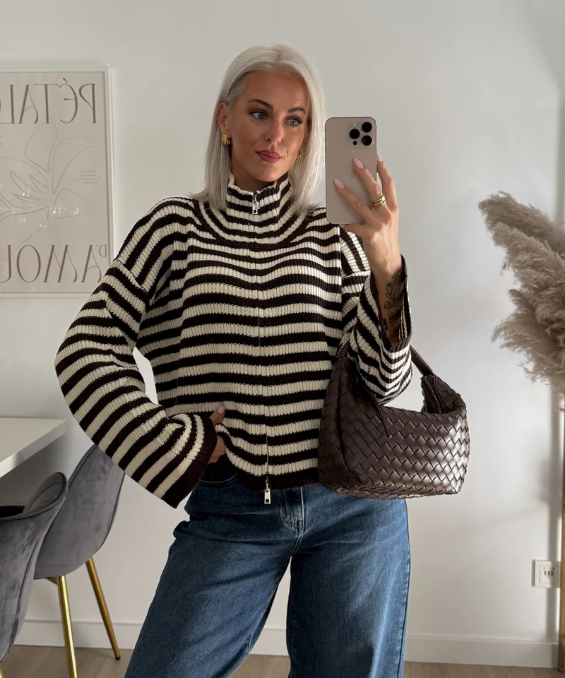 Zip Pullover Rani Braun