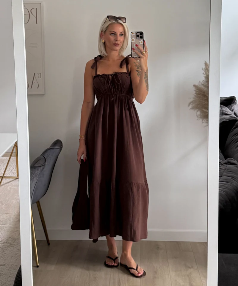 Musselin Maxi Kleid Taika Braun