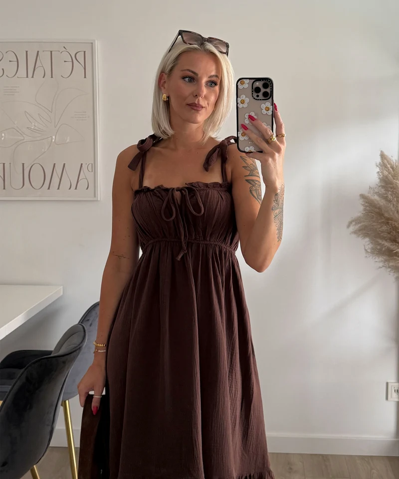 Musselin Maxi Kleid Taika Braun