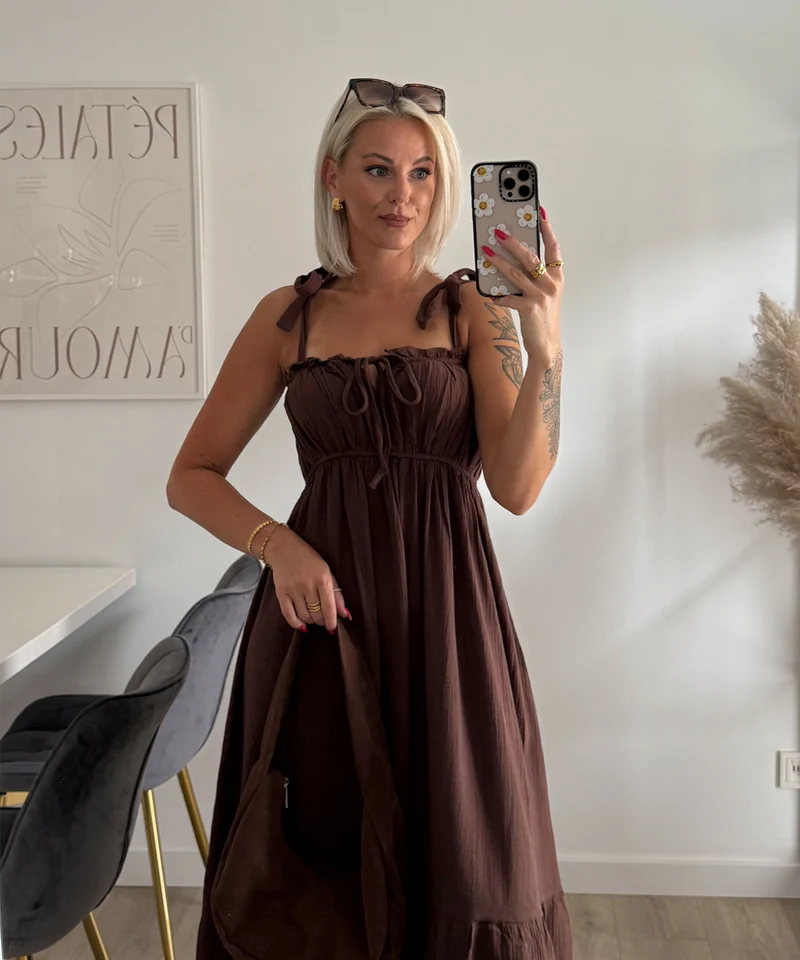 Musselin Maxi Kleid Taika Braun