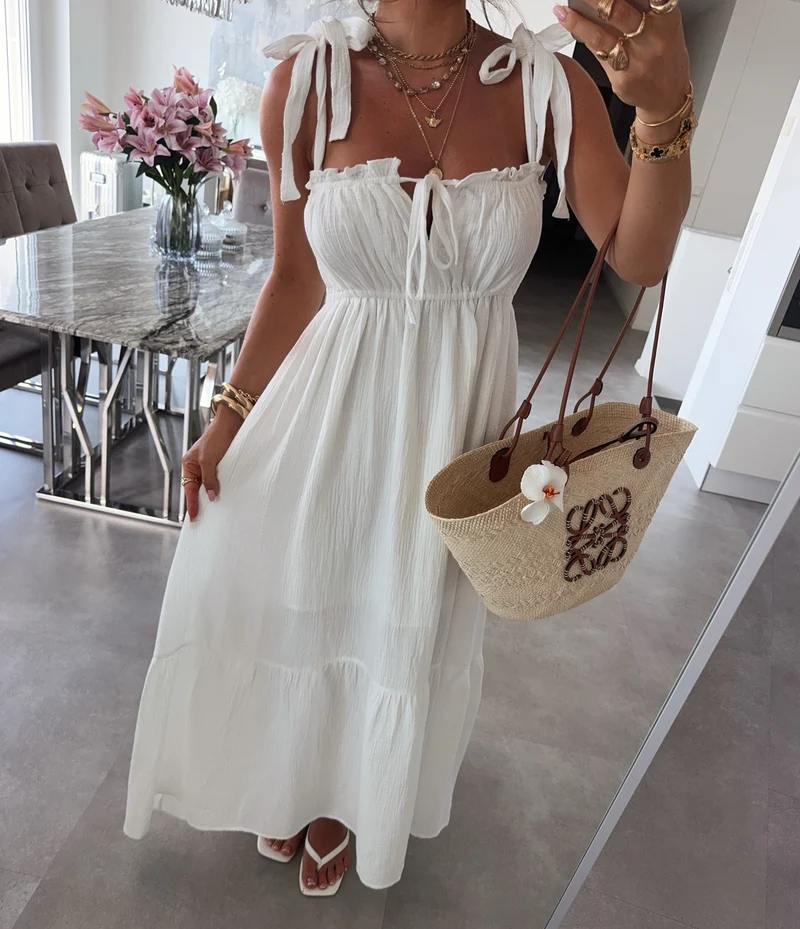Musselin Maxi Kleid Taika Weiß