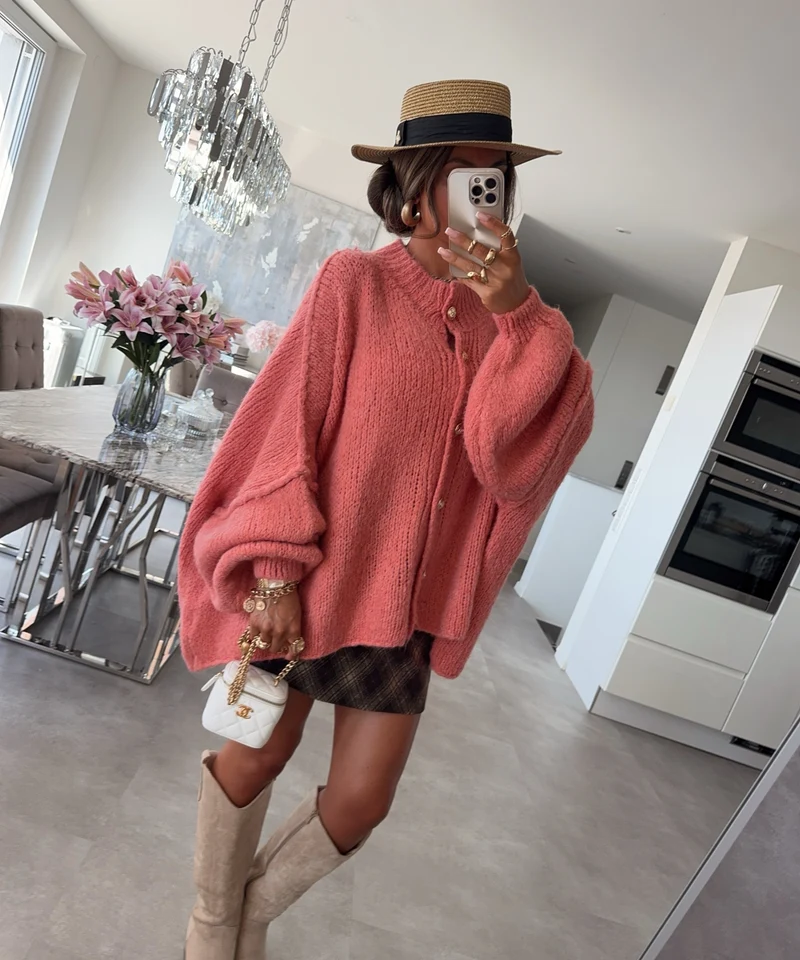 Oversize Strickjacke Jalsien Peach