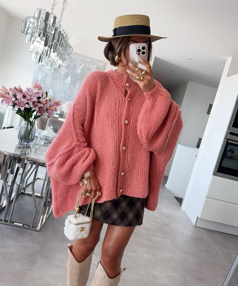 Oversize Strickjacke Jalsien Peach