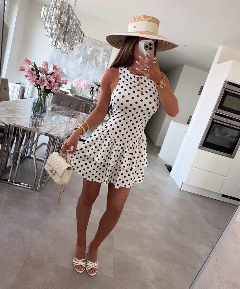 Mini Kleid Punkte Nola Weiß
