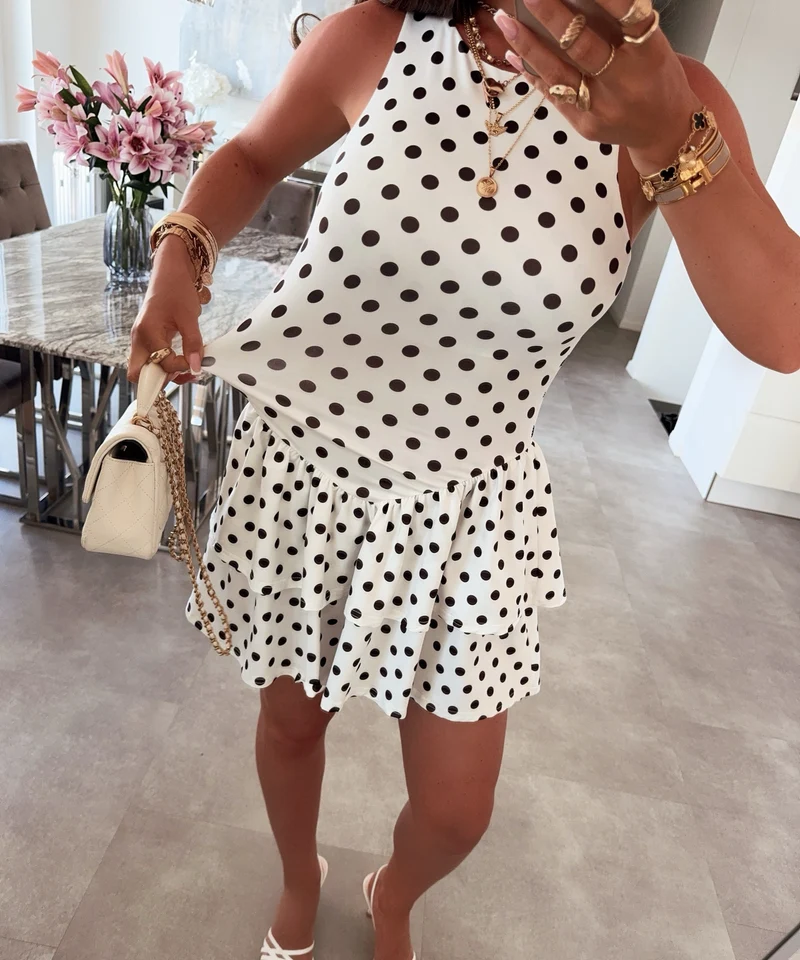 Mini Kleid Punkte Nola Weiß