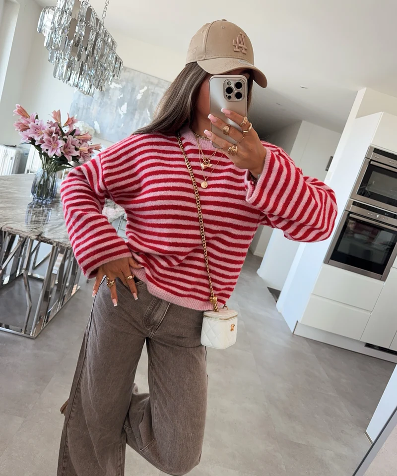 Pullover Streifen Vrona Rot