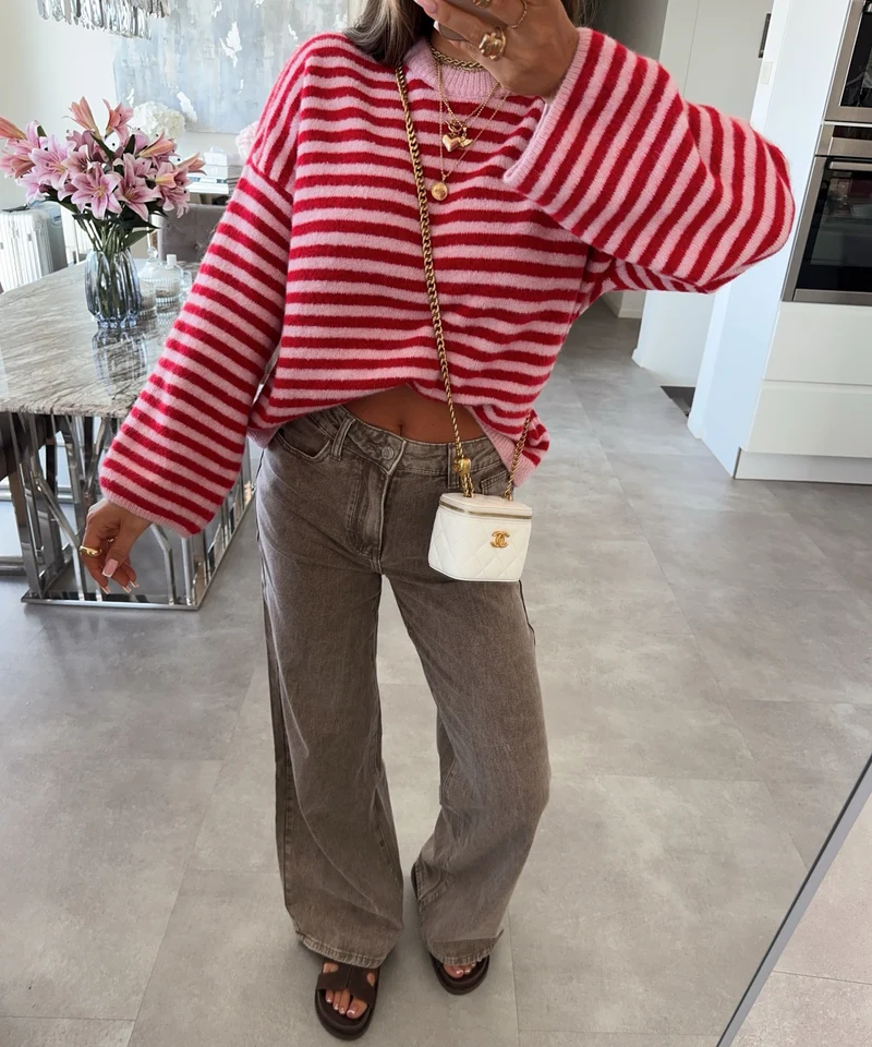 Pullover Streifen Vrona Rot