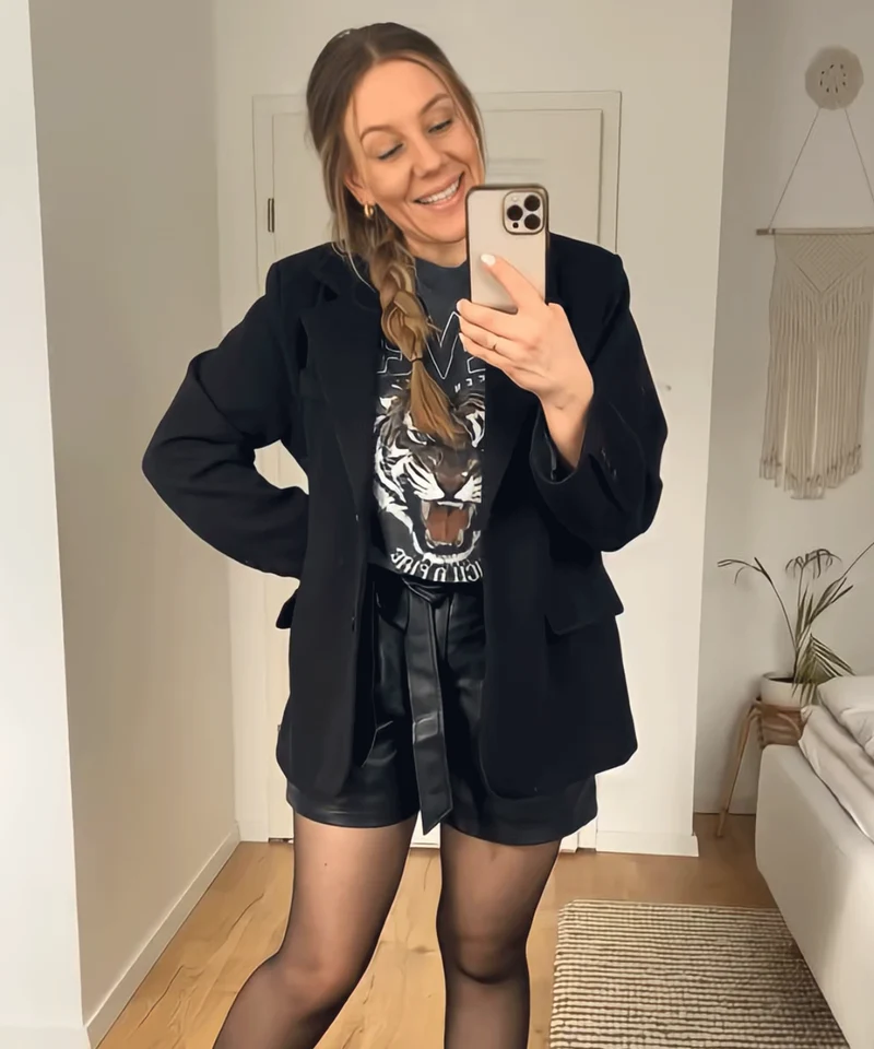 Leder Shorts Malaysia Schwarz