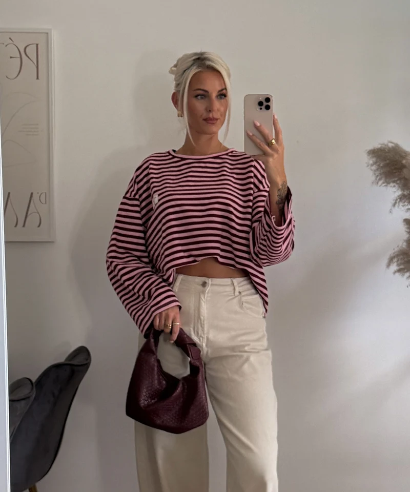 Langarmshirt Mixa Streifen Weinrot