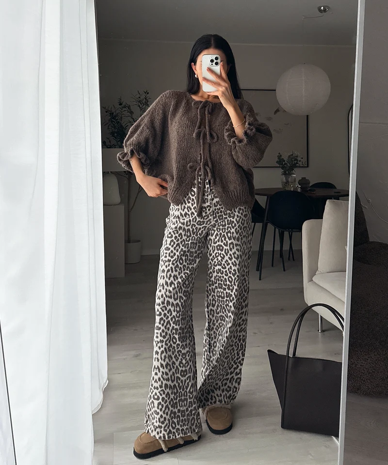 Cardigan Schleife Fia Dreiviertel Braun
