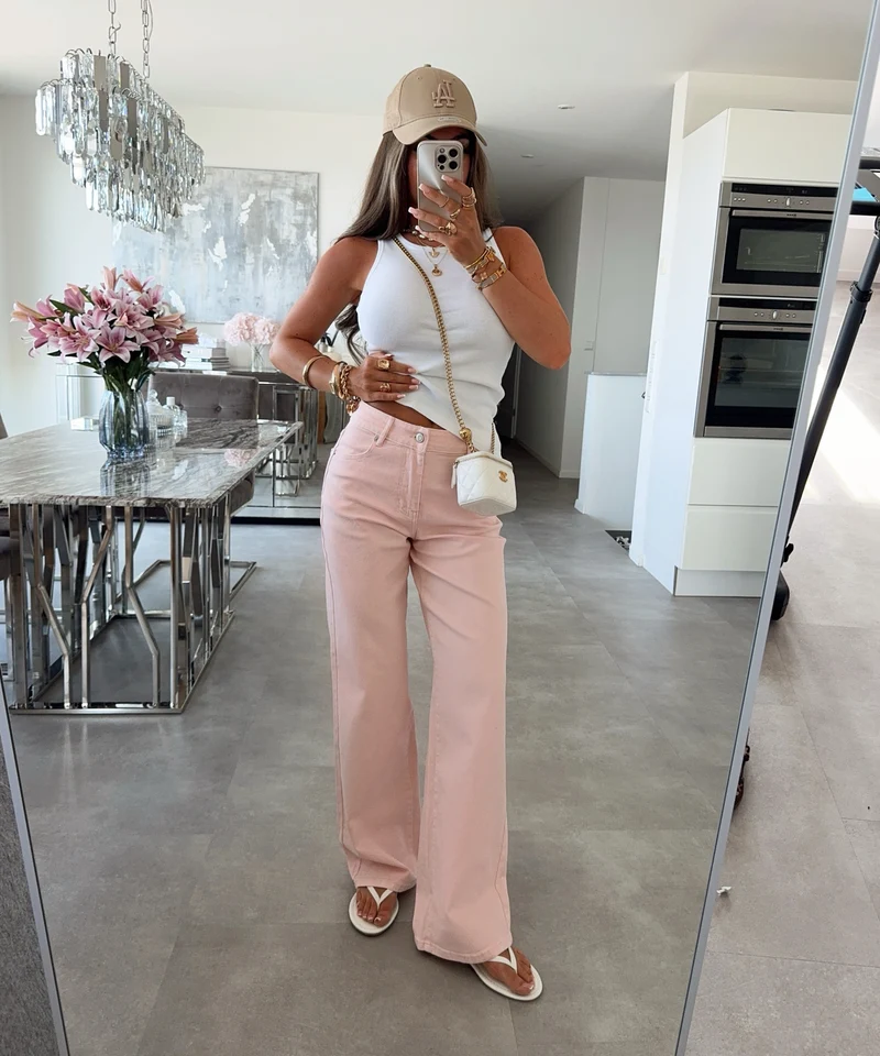 Stretch Straight Leg Jeans Stefo Rosa