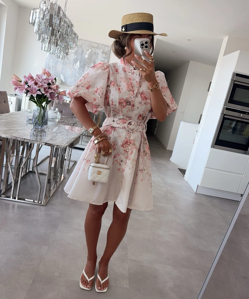 Baumwoll-Leinen-Kleid Serena Peach