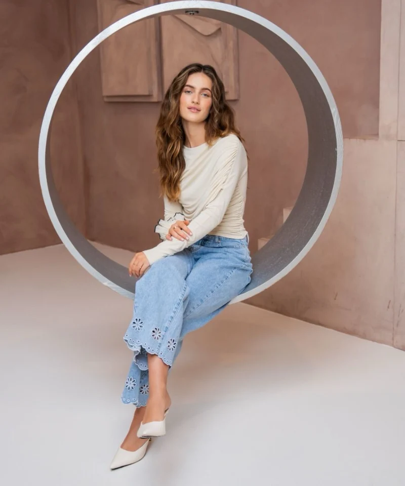 Stretch Straight Leg Jeans Umena Hellblau