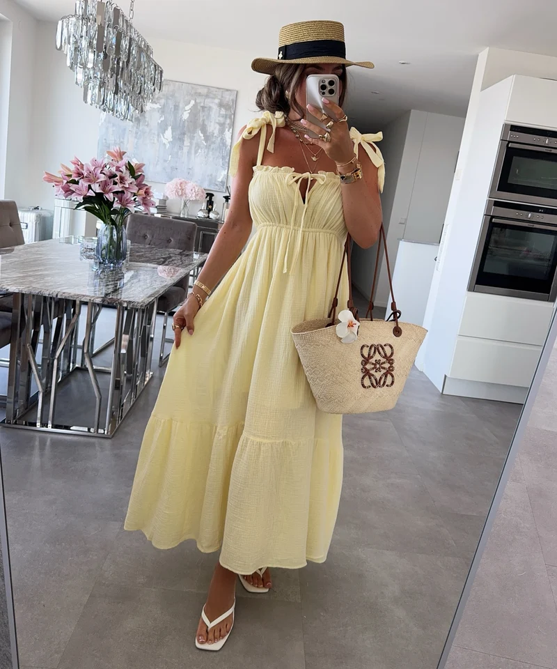 Musselin Maxi Kleid Taika Gelb