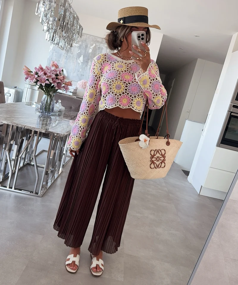 Plissee Hose Mira Braun