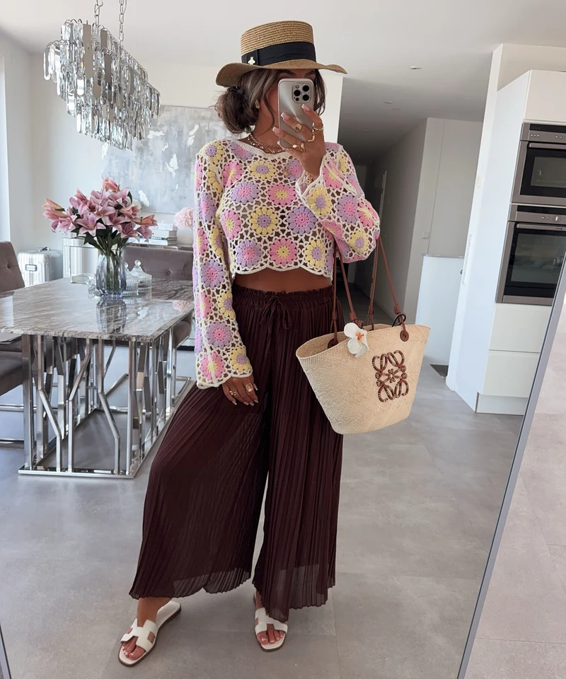 Plissee Hose Mira Braun