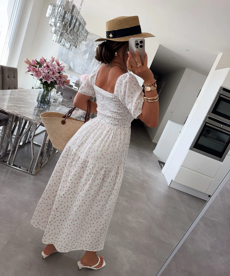 Musselin Maxi Kleid Balina Weiß
