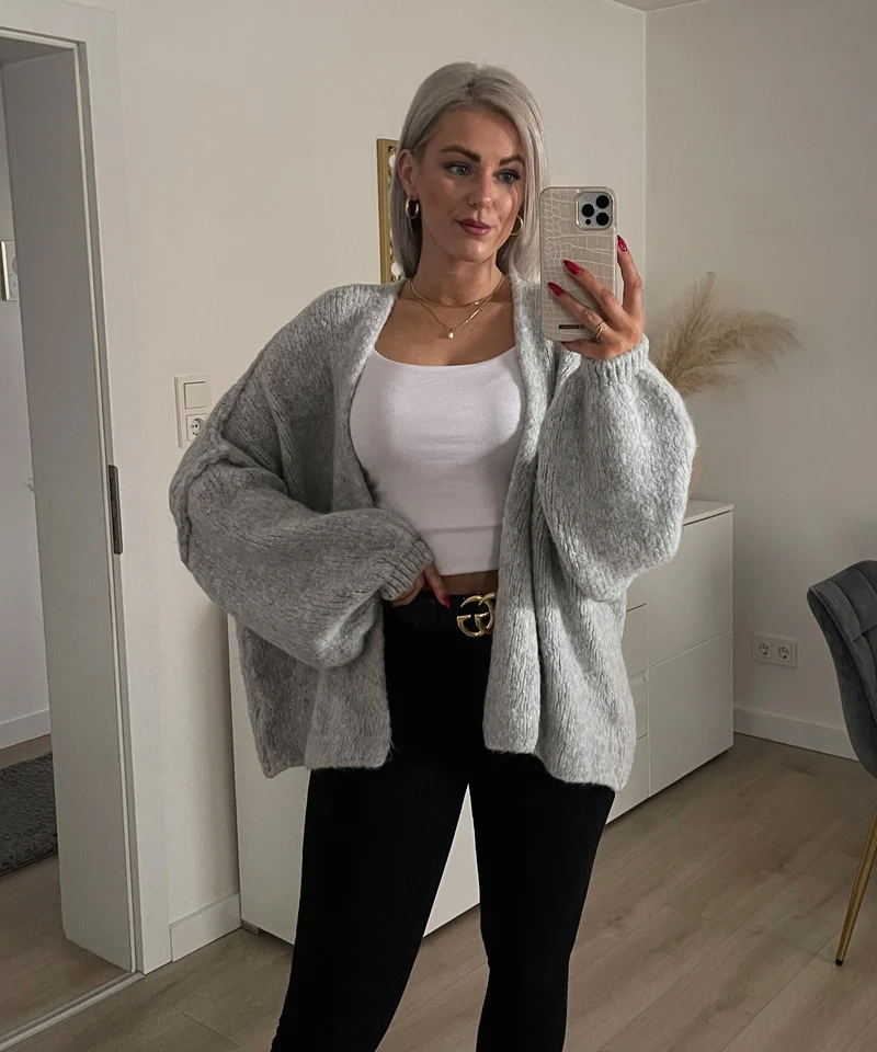 Cardigan Ray Hellgrau