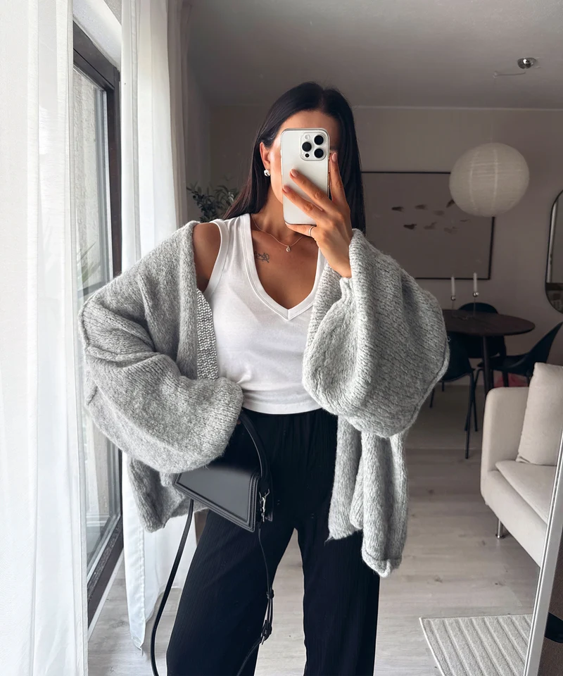 Cardigan Ray Hellgrau