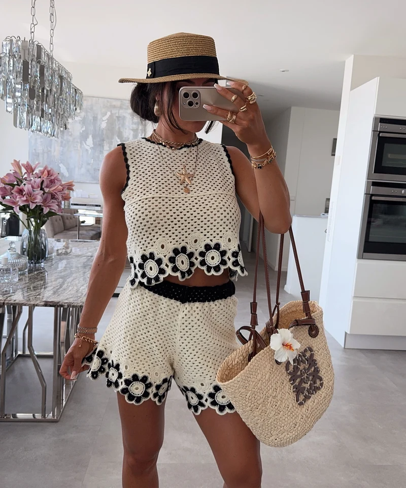 Häkel Shorts Pia Beige