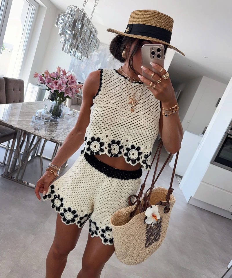Häkel Shorts Pia Beige