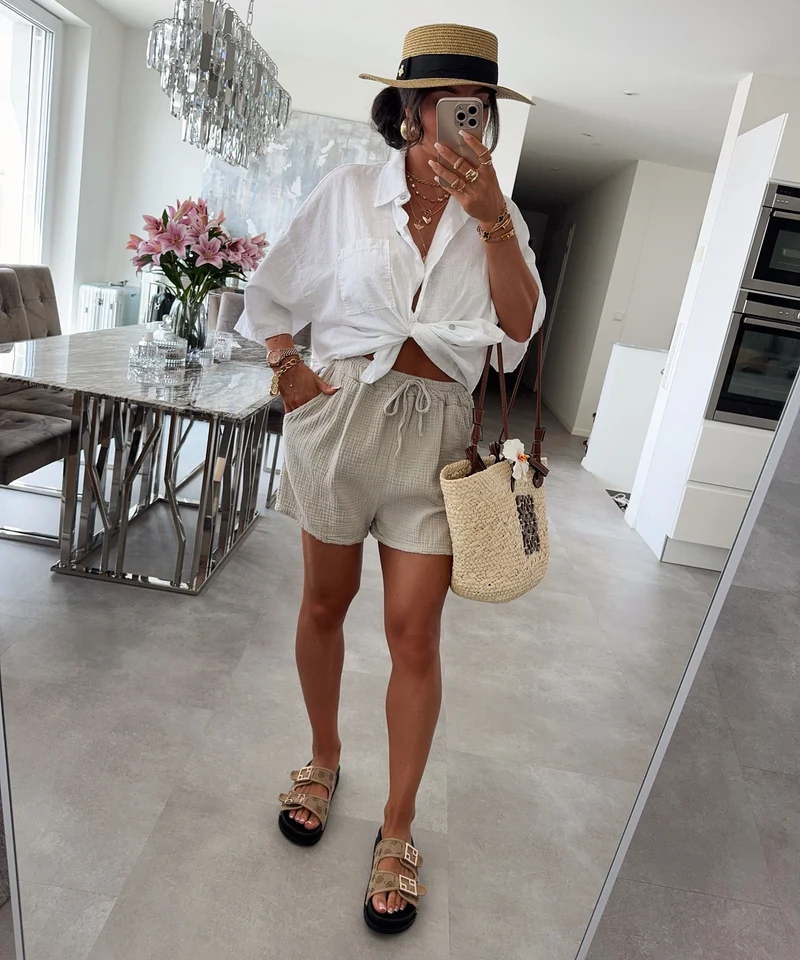 Musselin Shorts Beige