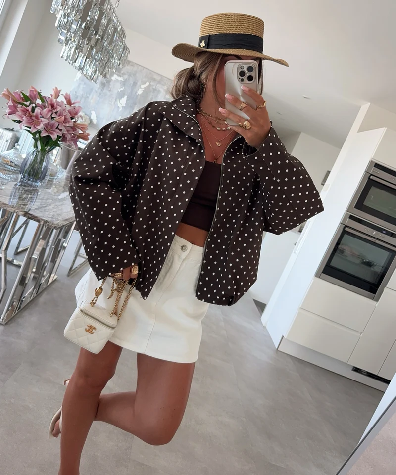 Polka Dots Jacke Pia Braun