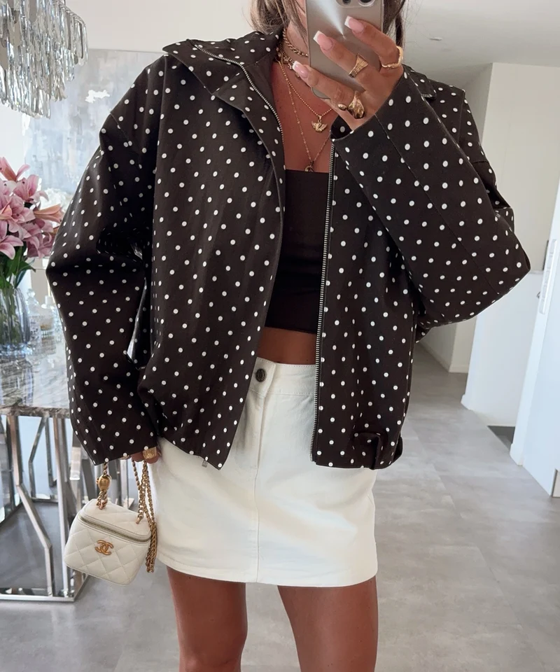 Polka Dots Jacke Pia Braun