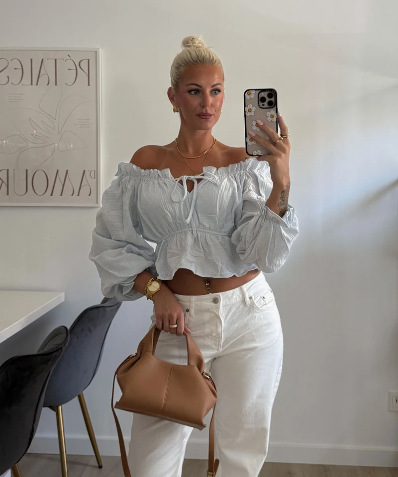 Musselin Bluse Evanthe Hellblau