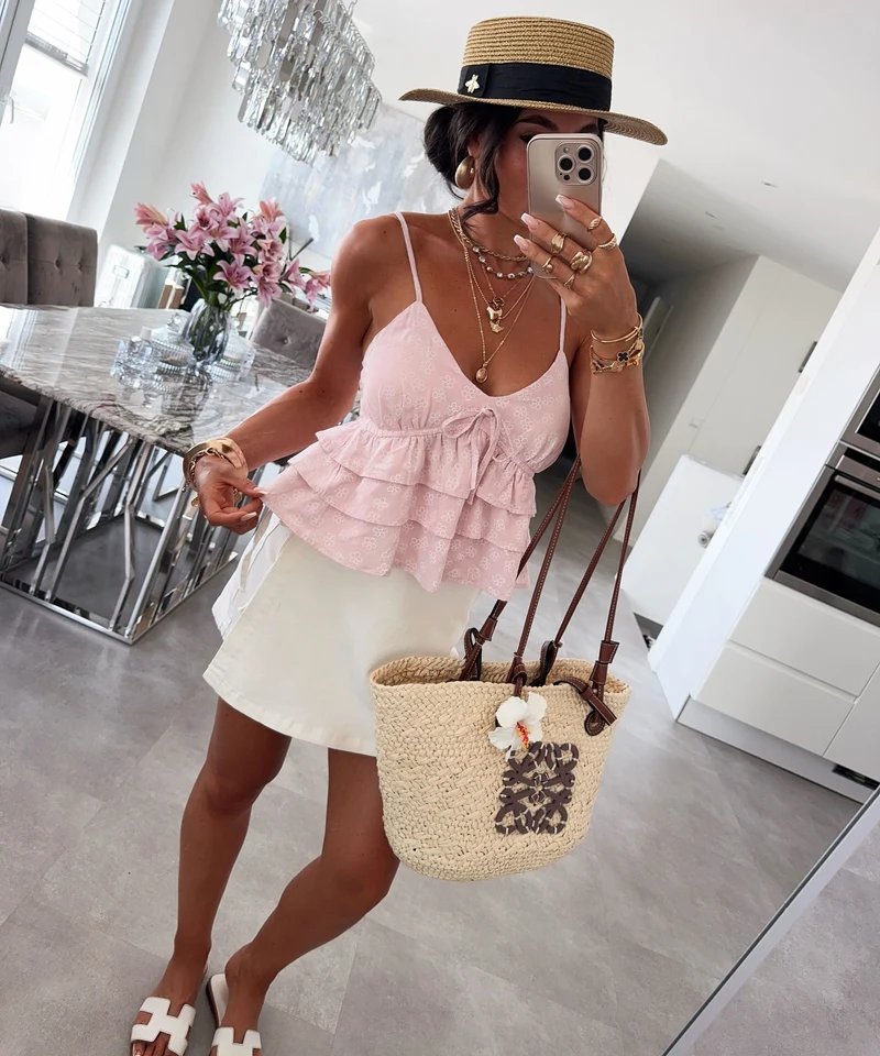 Leinen Top Nilia Rosa