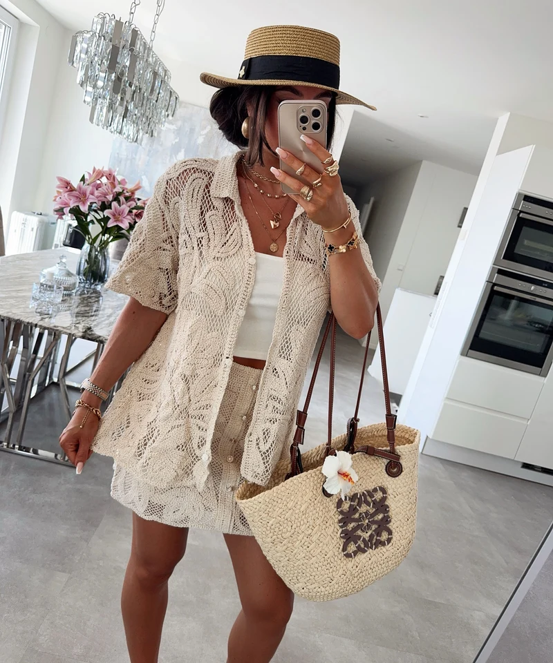 Häkel Shirt Lyni Beige