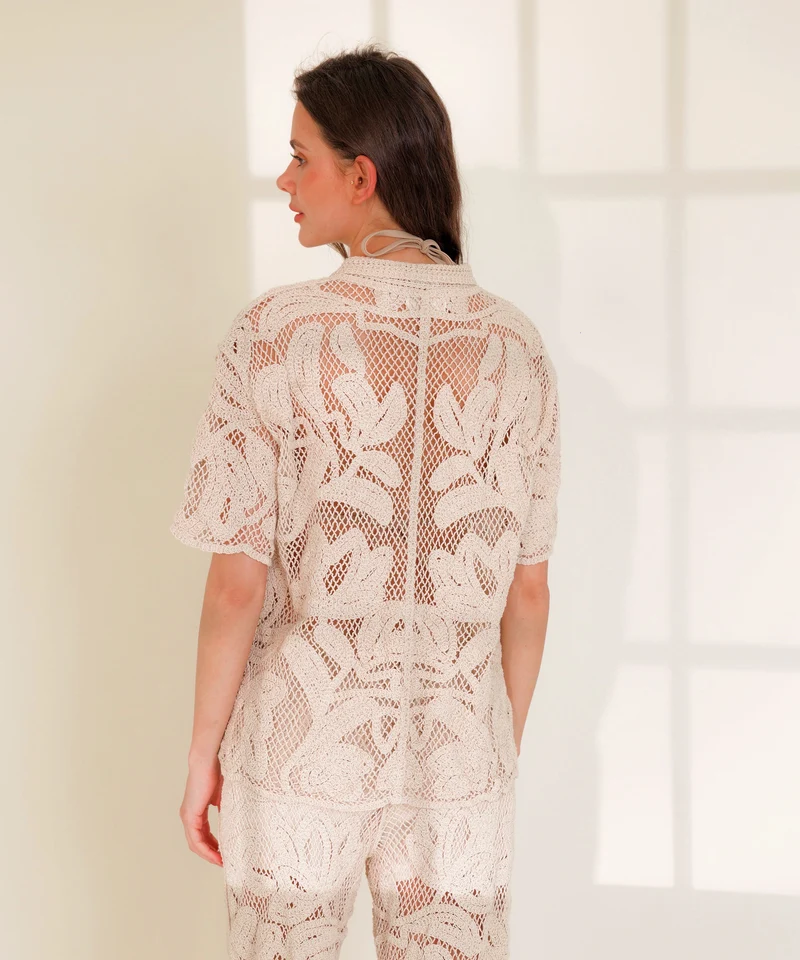 Häkel Shirt Lyni Beige