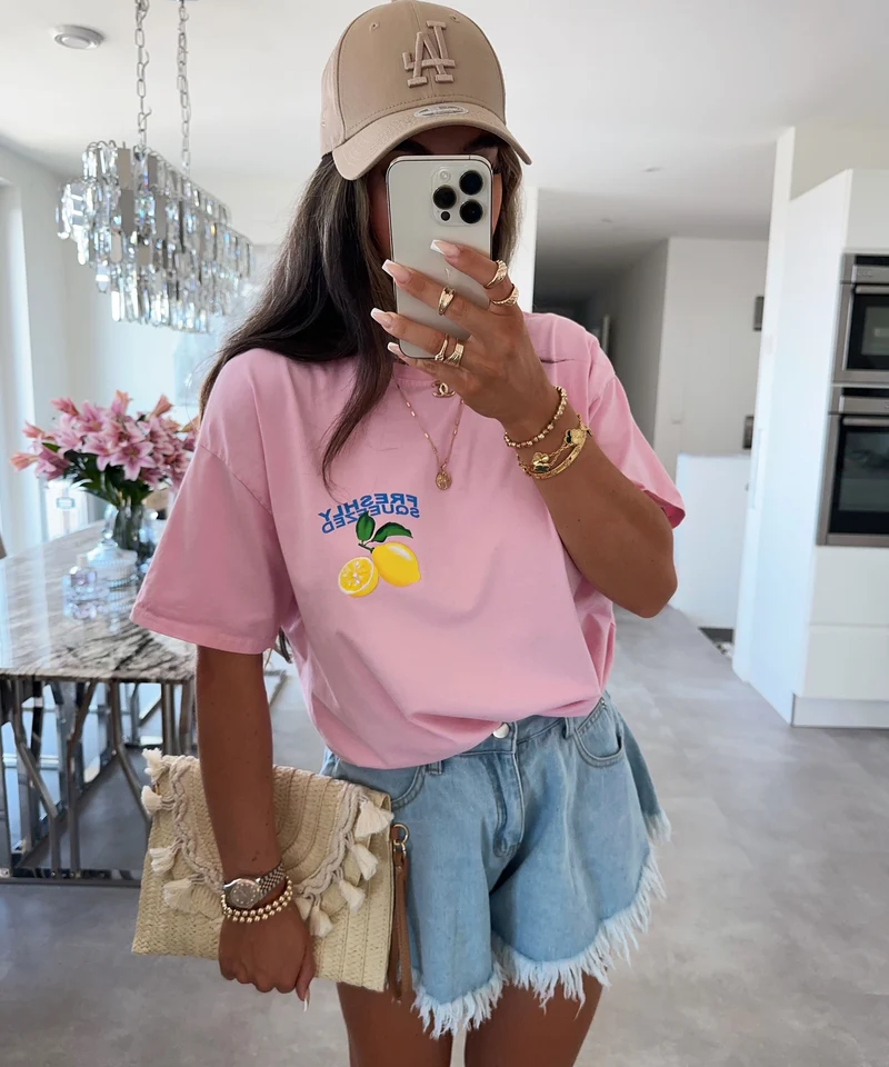 Print Oversize T-Shirt Freshly Rosa