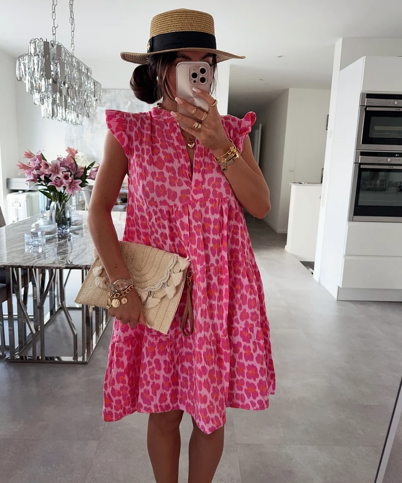 Musselin Kleid Inesa Leo Pink
