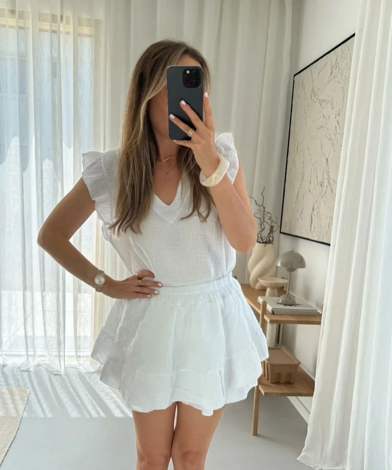 Musselin Top Lidia Weiß