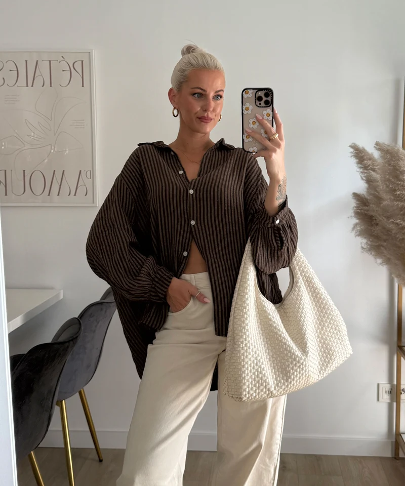 Musselin Bluse Laya Streifen Braun