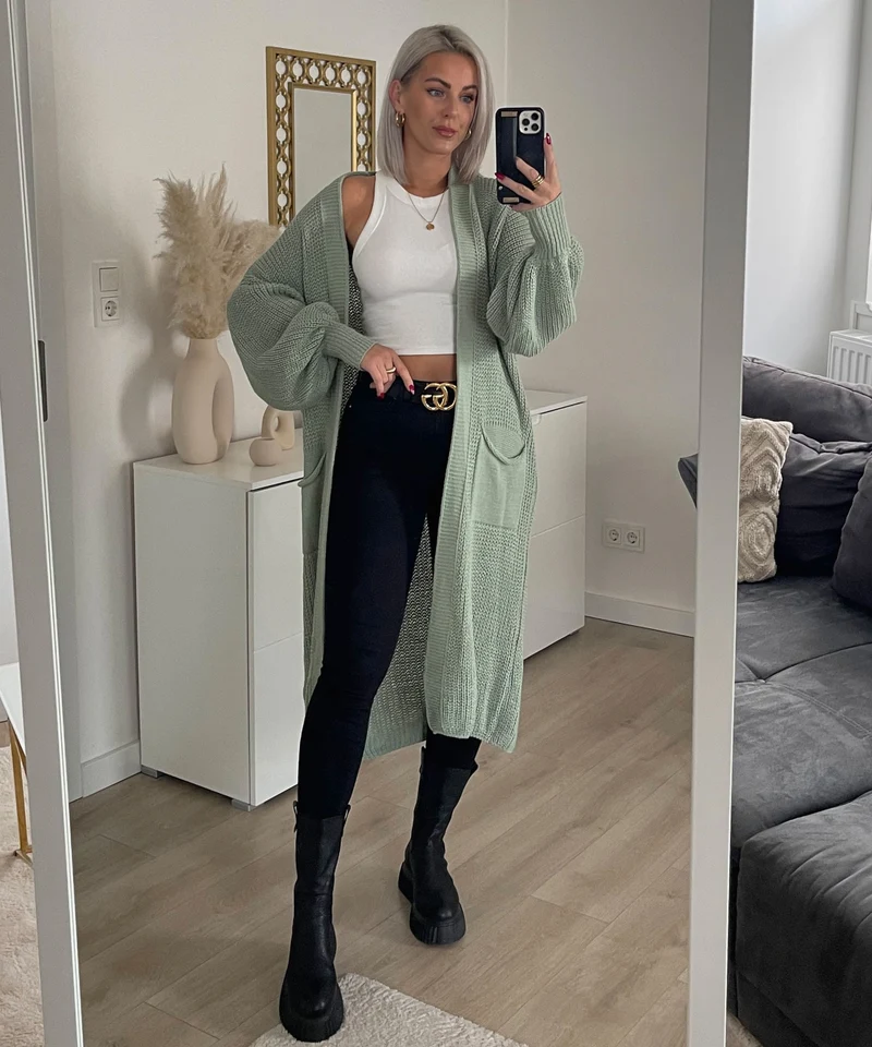 Cardigan Leilani Lang Pistazie
