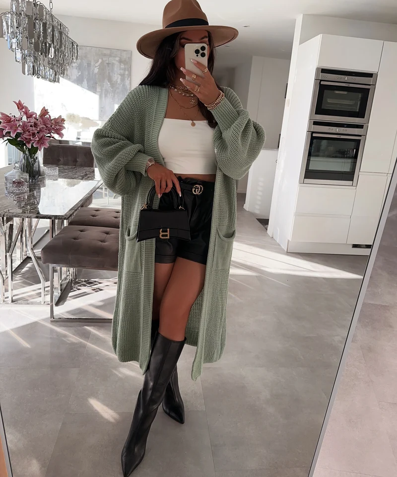 Cardigan Leilani Lang Pistazie