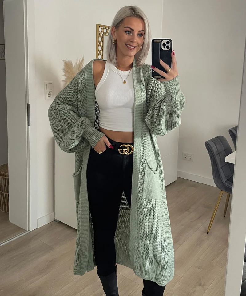Cardigan Leilani Lang Pistazie