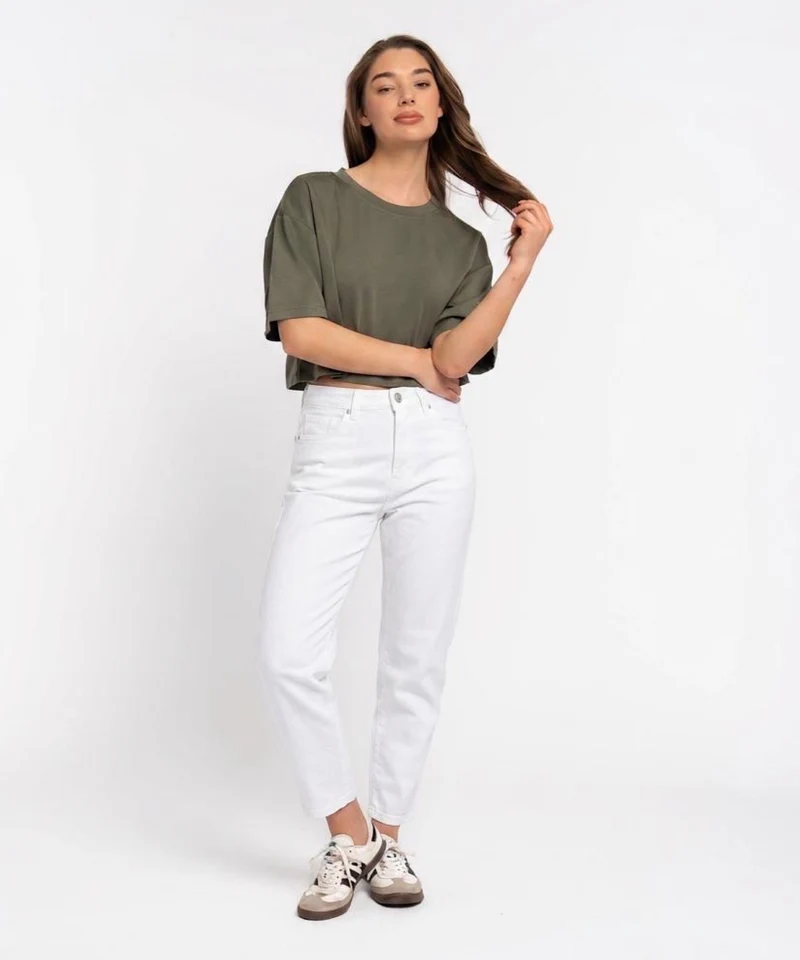 Stretch Mom Jeans Juta Weiß