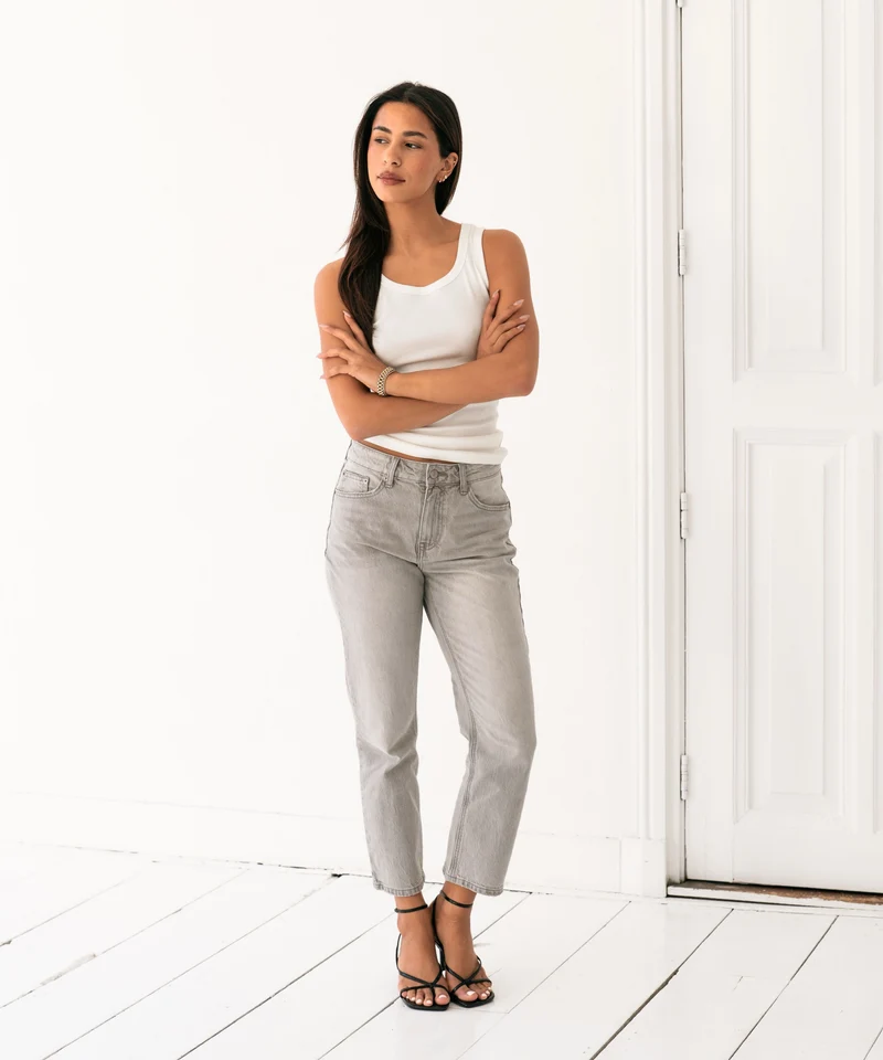 Stretch Mom Jeans Zula Grau