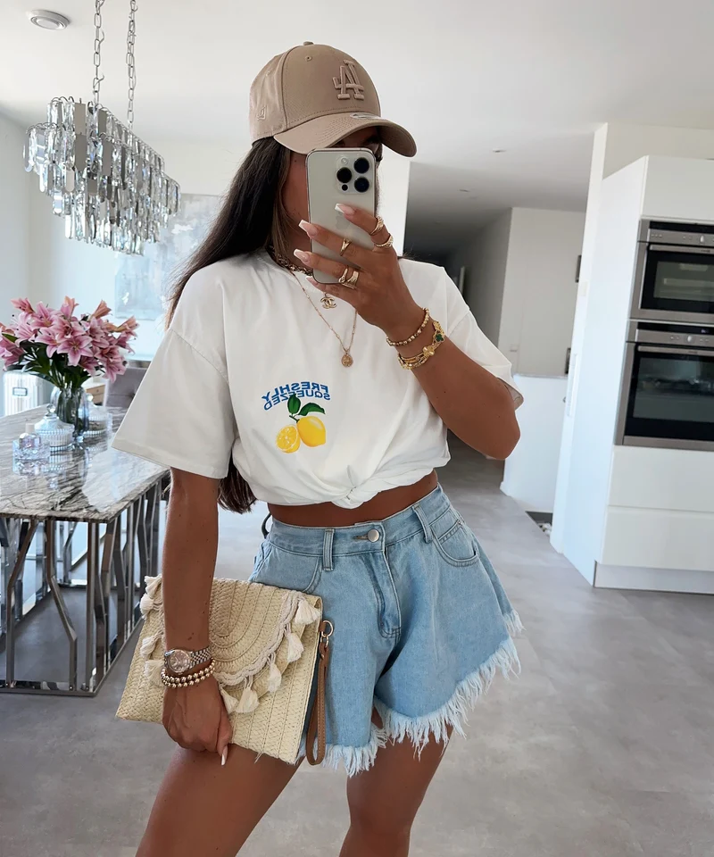 Print Oversize T-Shirt Freshly Weiß