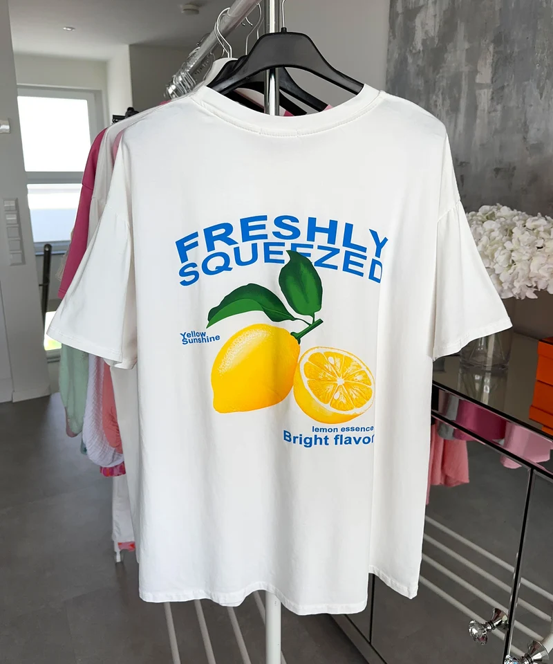 Print Oversize T-Shirt Freshly Weiß