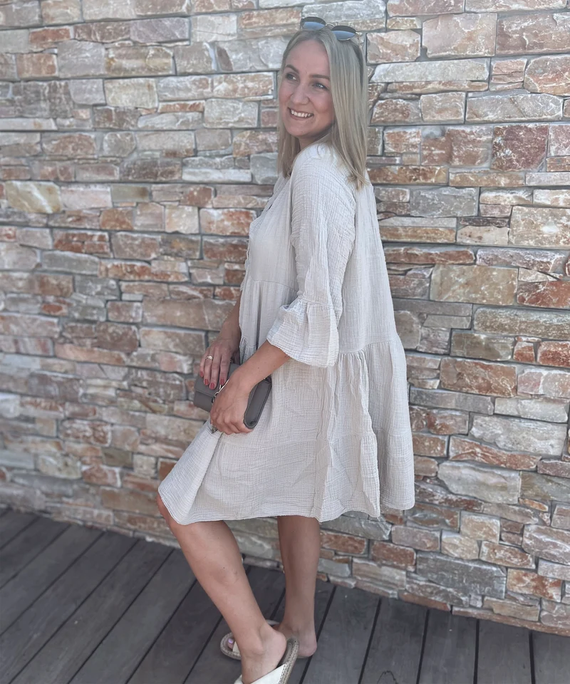 Musselin Kleid Alejandra Beige