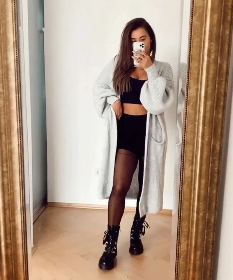 Cardigan Leilani lang Grau
