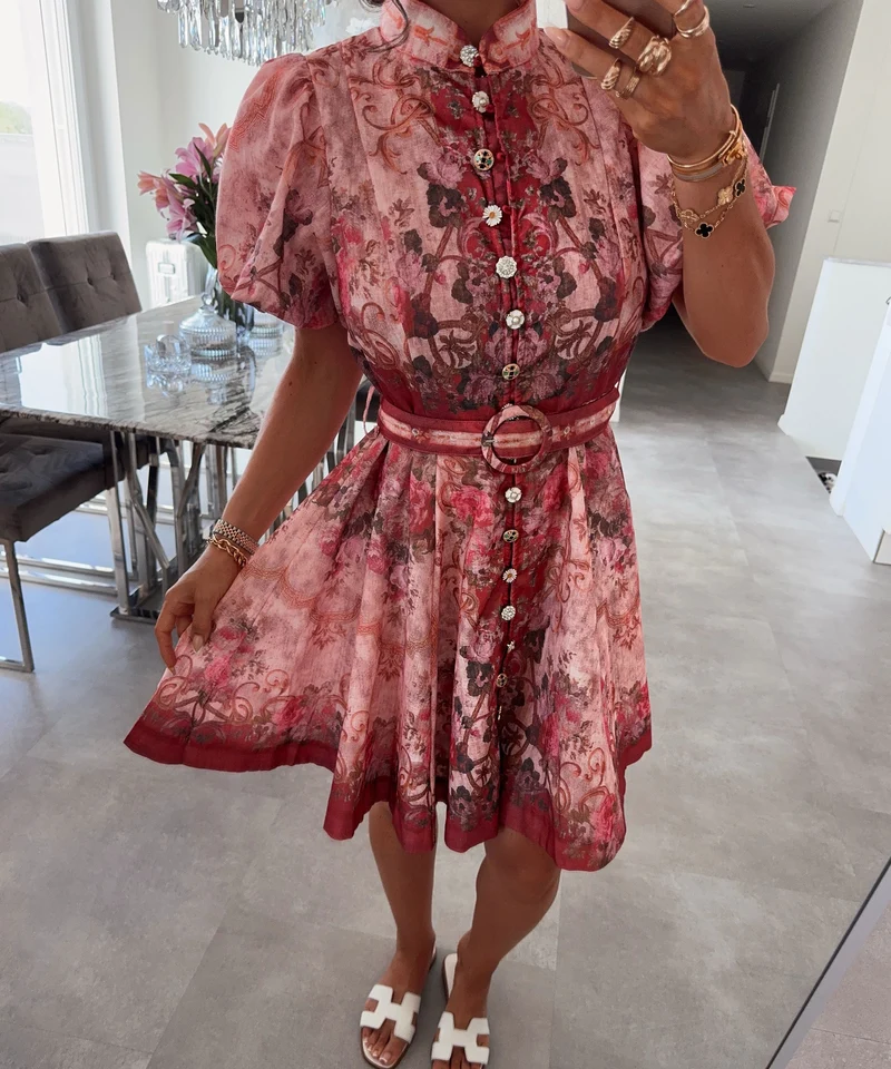 Baumwoll-Leinen-Kleid Sasa Rot