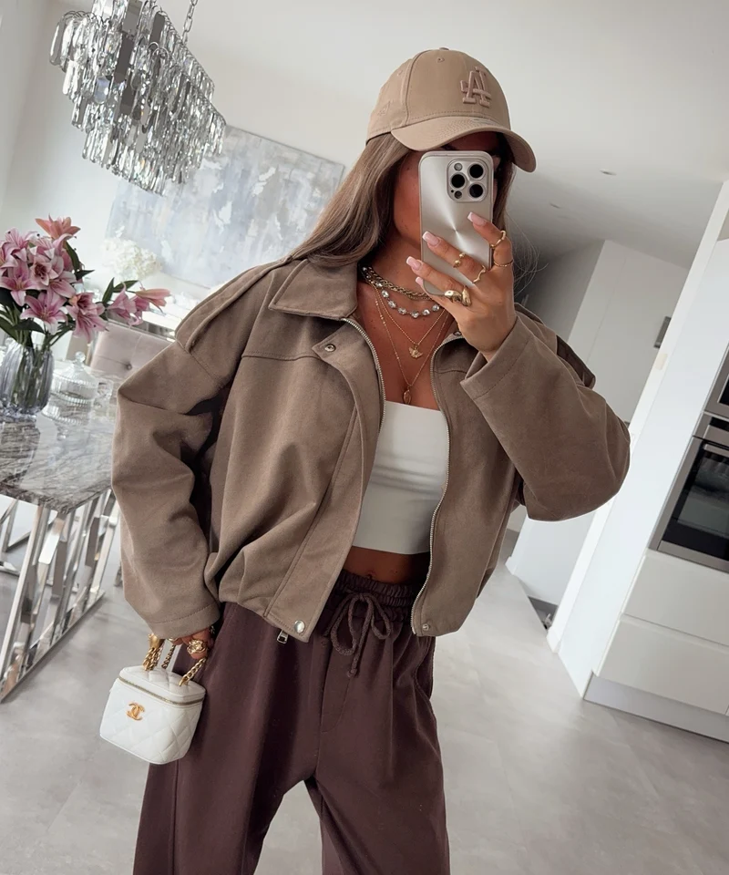 Wildleder Optik Jacke Moa Taupe